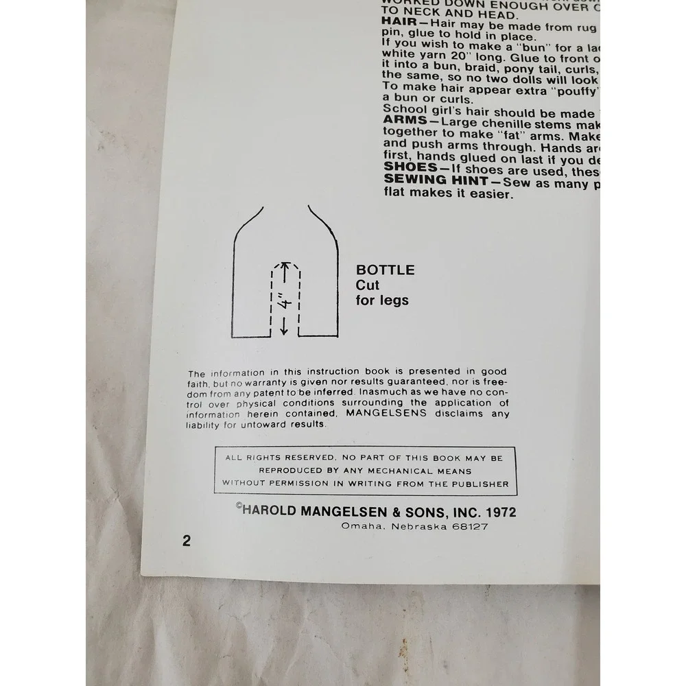 Vintage 1972 Living Dolls Mangelsen Craft Pattern Instruction Booklet 0375